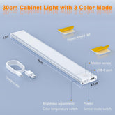 30cm cabinet light with 3 color mode features on a blue background